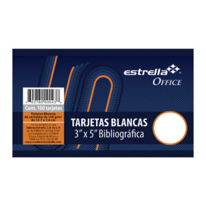 Tarjeta Blanca 3X5 Cm Bibliografica Estrella Con 100