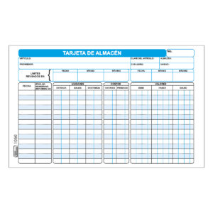 Tarjeta Contable Printaform 1050 Almacen C/50