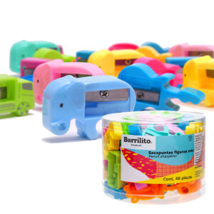 Sacapuntas Barrilito Sk8198 Figuras - Bote Con 48 Pzas