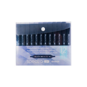 Marcador Permanente Spectra Ad 2 Puntas C/12 Grises