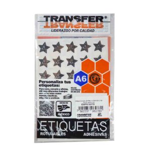 Estrella Adherible Transfer Grande Metalica Con 105 Plata