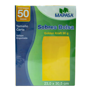 Sobre Bolsa Mapasa Golden Kraft Carta S/R 23X30.5 Cm 90 Gr C/50