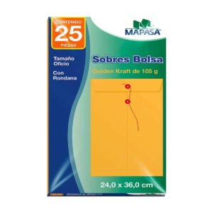 Sobre Bolsa Mapasa Golden Kraft Oficio C/R 24X36 Cm 105 G C/25