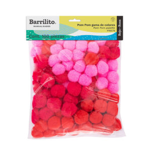 Pom Pom Barrilito Gama De Colores Rojo / Rosa
