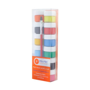 Pintura Acrilica Politec 10 Ml C/12 Surtidos + 1 Pincel