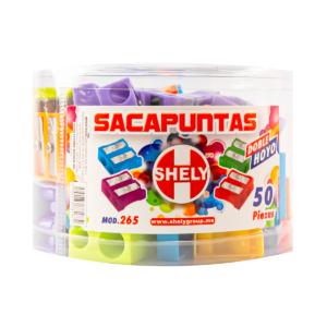 Sacapuntas Shely Mod-265 Plastico 2 Orificios - Bote Con 50 Pzas