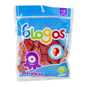 Globo Blogos 9 Metalico C/50 Rojo Cereza