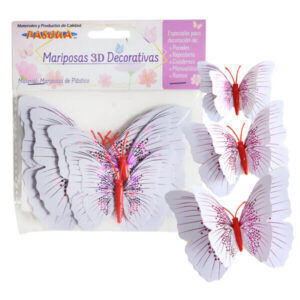 Mariposa Pascua 3D Deco C/5 Tornasol Blanco