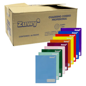 Cuaderno Profesional Cosido Zuwy 100 Hojas Cuadro Grande (7mm): Caja Con 40 Pzas